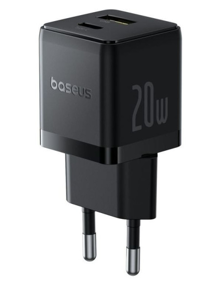 Baseus Rýchlonabíjačka do siete Palm 20W 1xUSB-A 1xUSB-C PD QC 3.0 čierna