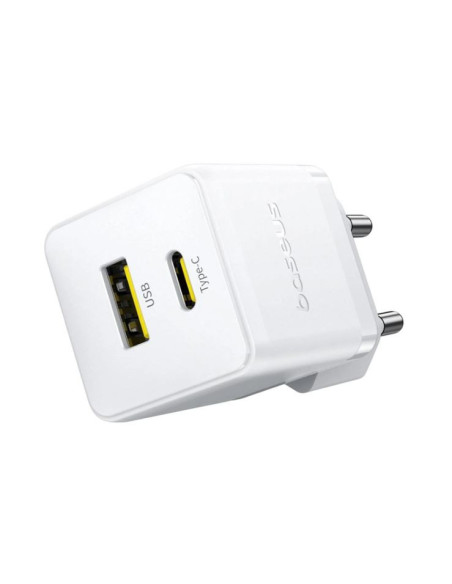 Baseus Rýchlonabíjačka do siete Palm 30W 1xUSB-A 1xUSB-C PD QC 3.0 biela