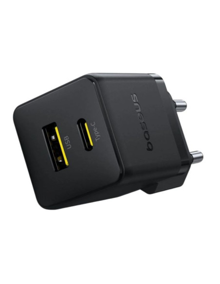 Baseus Rýchlonabíjačka do siete Palm 30W 1xUSB-A 1xUSB-C PD QC 3.0 čierna