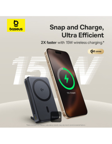 Baseus Powerbanka PicoGo Qi2 10000mAh 45W s káblom USB-C čierna