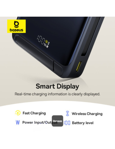 Baseus Powerbanka PicoGo Qi2 10000mAh 45W s káblom USB-C čierna