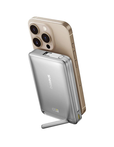 Baseus Powerbanka PicoGo Qi2 10000mAh 45W s káblom USB-C sivá