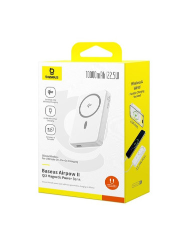 Baseus Airpow 2 22.5W Qi2 Magnetická Powerbanka 10000mAh Moon White