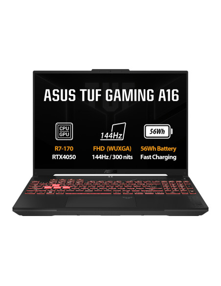 ASUS TUF Gaming A16/FA607NUQ-RL003Z/R7-170/16"/WUXGA/16GB/1TB/RTX 4050/bez OS/Gray/2R