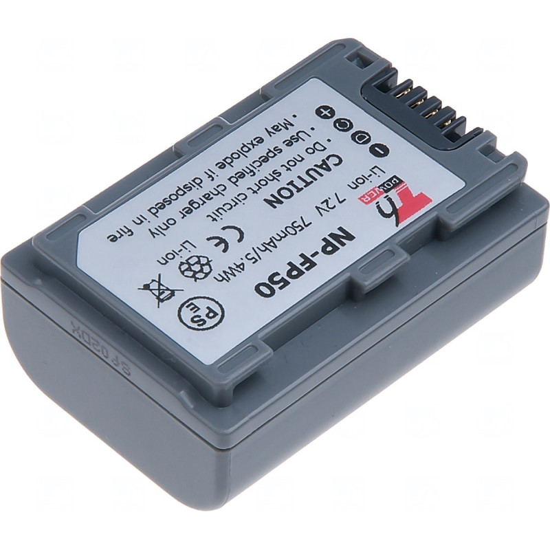 Batéria T6 Power Sony NP-FP30, NP-FP50, 750mAh, 5,4Wh, sivá