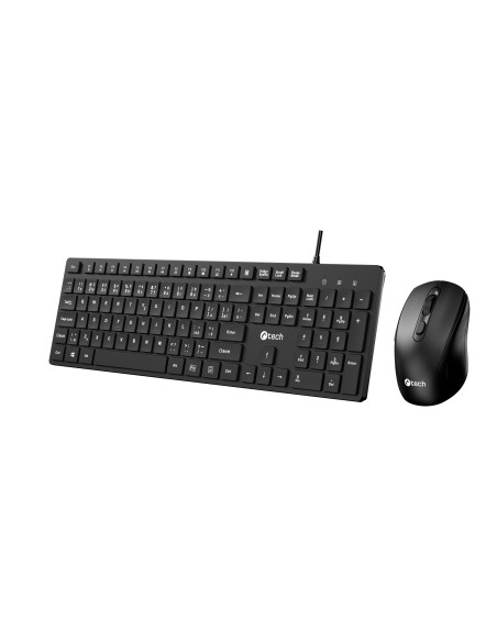 Klávesnice C-TECH KBM-108, drátový combo set s myší, multimediální, USB, CZ/SK