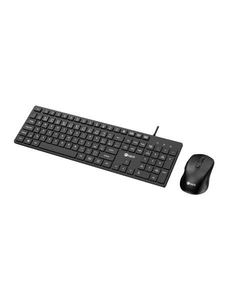 Klávesnice C-TECH KBM-108, drátový combo set s myší, multimediální, USB, CZ/SK