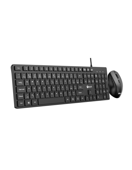 Klávesnice C-TECH KBM-108, drátový combo set s myší, multimediální, USB, CZ/SK