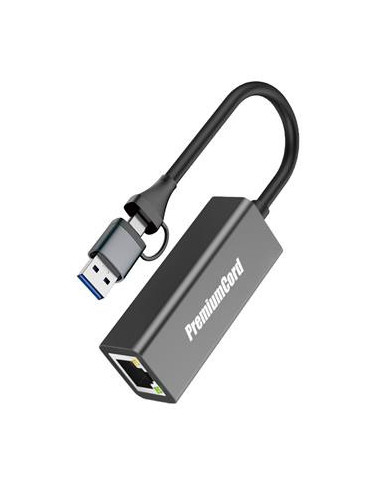 PremiumCord adaptér UBS-C a USB-A na Gigabit, 15cm