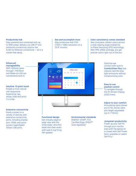 24" LCD Dell P2424HT Touch 5ms/16:9/mat/USB-C/repr