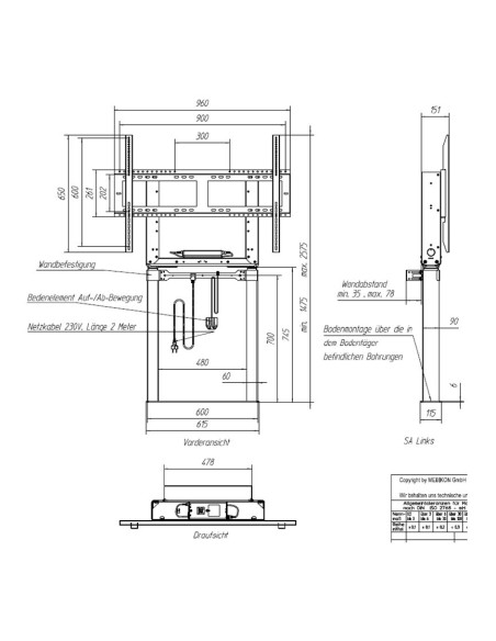Držák MEBIKON eQLift Next Wall/Floor 80 mm/s