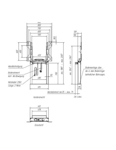 Držák MEBIKON eQLift Next Wall/Floor Compact 80 mm/s