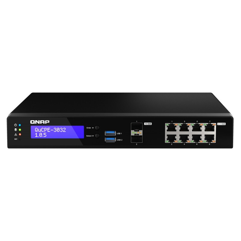 QNAP NVPE zariadenia QuCPE-3032-C3558R-8G (4core C3558R 2,4GHz, 8GB RAM, 2x M.2, 8x2,5GbE, 2x10G SFP+)