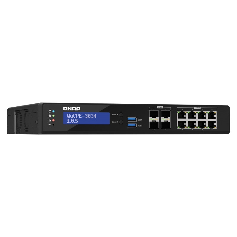 QNAP NVPE zariadenia QuCPE-3034-C3758R-16G (4core C3758R 2,4GHz, 16GB RAM, 2xM.2, 8x2,5GbE,4x10G SFP+)