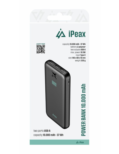 POWER BANKA 10000 mAh, 10,5W, 2x USB-A ČERNÁ