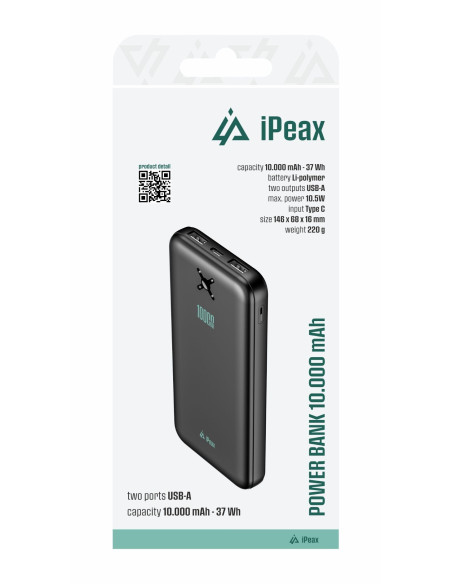 POWER BANKA 10000 mAh, 10,5W, 2x USB-A ČERNÁ