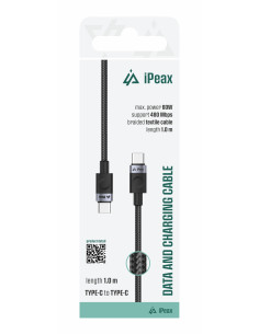 TEXTILNÝ KÁBEL USB-C / USB-C 1M, USB 2.0 ČIERNY