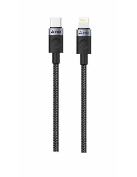 TEXTILNÝ KÁBEL USB-C / LIGHTNING 1M, USB 2.0 ČIERNY
