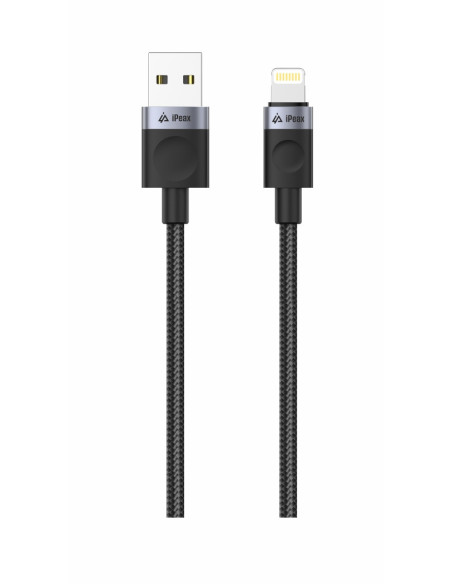 TEXTILNÍ KABEL USB-A / LIGHTNING 1M, USB 2.0 ČERNÝ