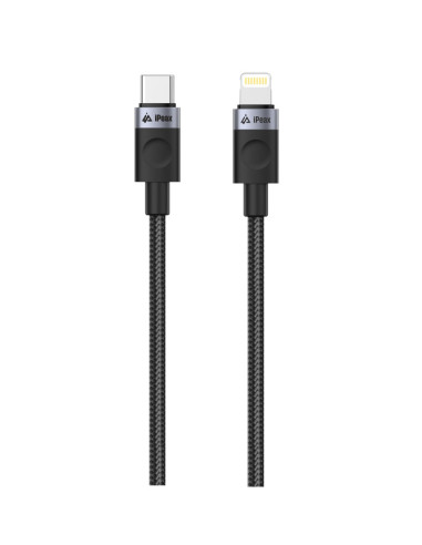 TEXTILNÍ KABEL USB-C/LIGHTNING 1,5M, USB 2.0 ČERNÝ