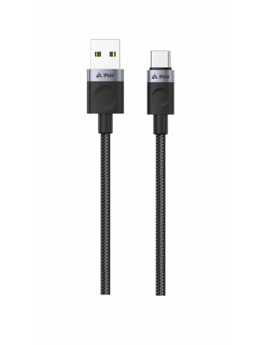 TEXTILNÍ KABEL USB-A / USB-C 1,5M, USB 2.0 ČERNÝ