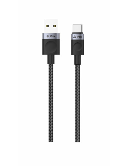 TEXTILNÍ KABEL USB-A / USB-C 1,5M, USB 2.0 ČERNÝ