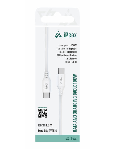 TPU KABEL USB-C / USB-C 1,5M, 5A, 100W BÍLÝ