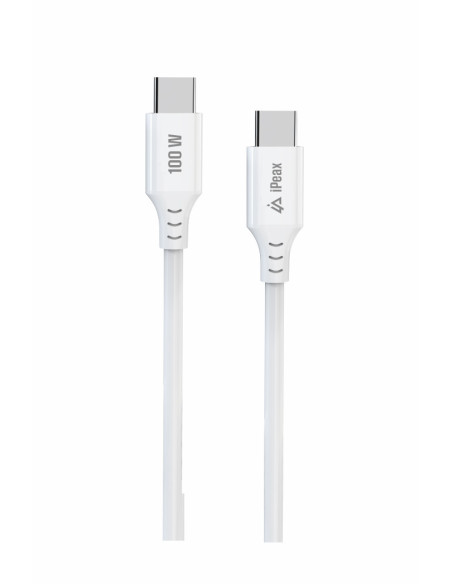 TPU KABEL USB-C / USB-C 1,5M, 5A, 100W BÍLÝ