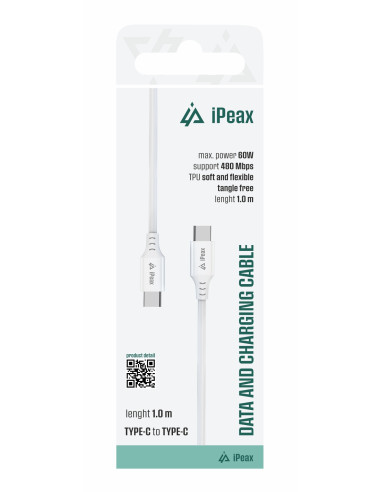 TPU KABEL USB-C / USB-C 1M, USB 2.0 BÍLÝ