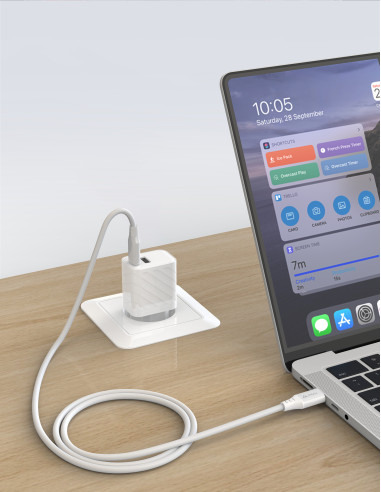 TPU KABEL USB-C / USB-C 1M, USB 2.0 BÍLÝ