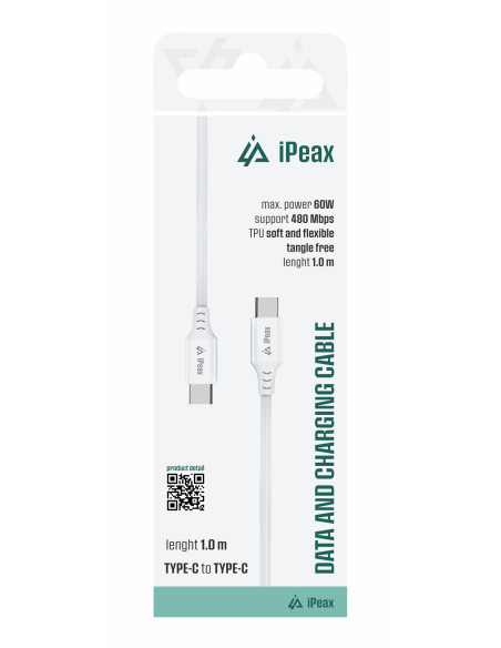 TPU KABEL USB-C / USB-C 1M, USB 2.0 BÍLÝ