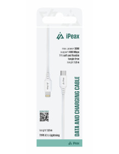 TPU KABEL USB-C / LIGHTNING 1M, USB 2.0 BÍLÝ