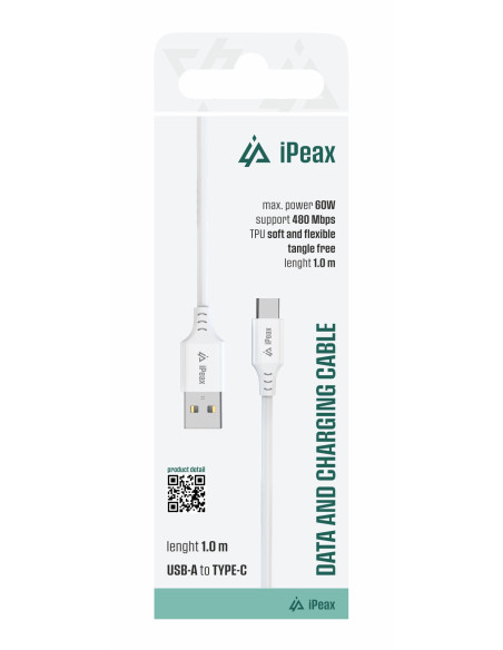 TPU KABEL USB-A / USB-C 1M, USB 2.0 BÍLÝ
