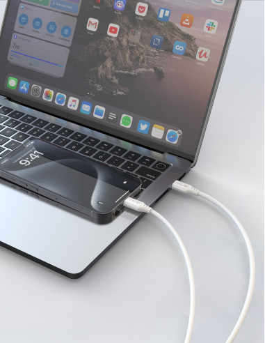 TPU KABEL USB-C / LIGHTNING 1,5M, USB 2.0 BÍLÝ