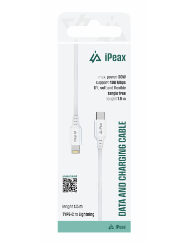 TPU KABEL USB-C / LIGHTNING 1,5M, USB 2.0 BÍLÝ