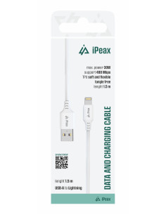 TPU KABEL USB-A / LIGHTNING 1,5M, USB 2.0 BÍLÝ