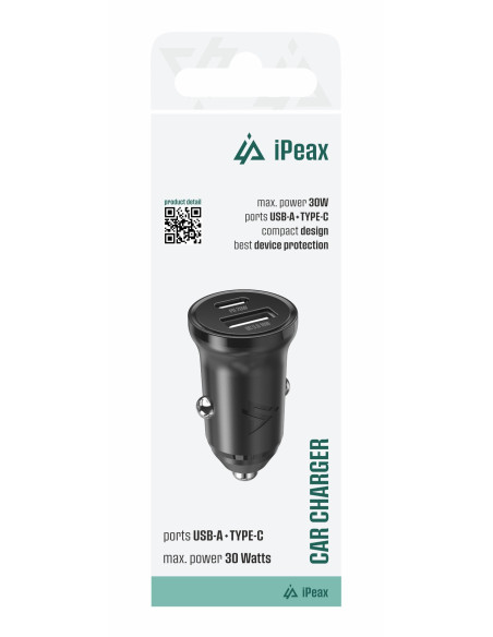 AUTONABÍJEČKA CL-04, PD, 30W, USB-C + USB-A ČERNÁ