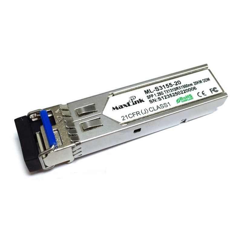 MaxLink 1.25G SFP optický modul, WDM (BiDi), SM, Tx 1310/Rx1550nm, 20km, 1x LC konektor, DDM