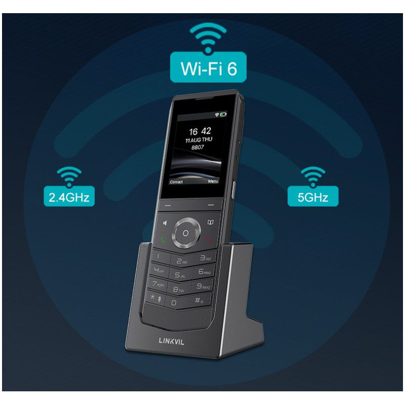 Linkvil W611W SIP WiFi telefón, 2,4" bar. LCD, WiFi6, IP67
