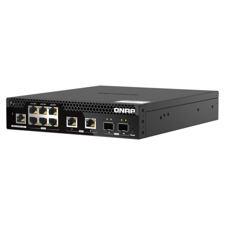 QNAP riadený PoE++ switch QSW-M2106PR-2S2T (6x 2,5GbE RJ45, 2x 10GbE RJ45, 2x 10GbE SFP+, malá šírka)