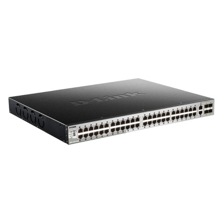 D-Link DGS-3130-54PS L3 Stck. Mng. PoE switch, 48x GbE PoE+, 2x 10G RJ-45, 4x 10G SFP+, PoE 370W
