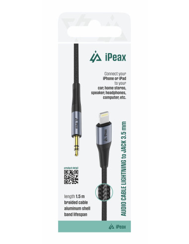ADAPTÉR LIGHTNING / 3,5 MM JACK 1,5 M ČIERNY