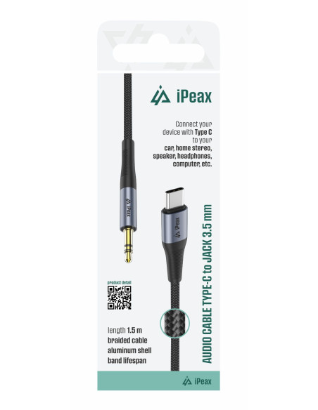 ADAPTÉR USB-C / 3,5 MM JACK 1,5 M ČIERNY
