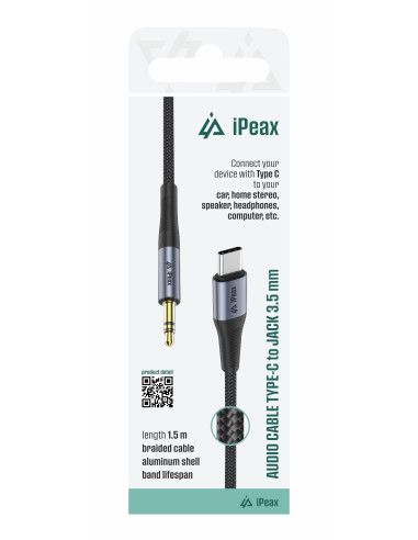 ADAPTÉR USB-C / 3,5 MM JACK 1,5 M ČIERNY