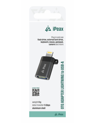 ADAPTÉR OTG LIGHTNING / USB-A (samica) ČIERNY