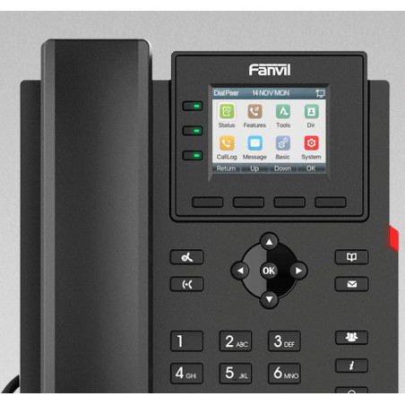 Fanvil X303G SIP telefón, 2,4" bar.disp., 4SIP, dual Gbit, PoE