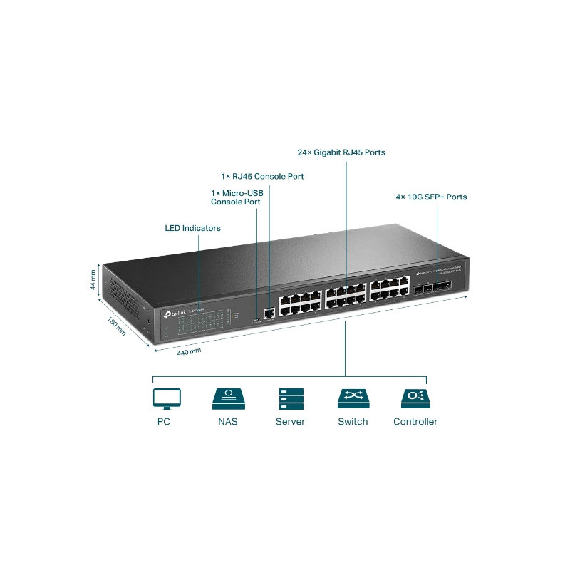 TP-Link TL-SG3428X-UPS 2xGb 4x10G SFP+ UPS Power supply manag.switch