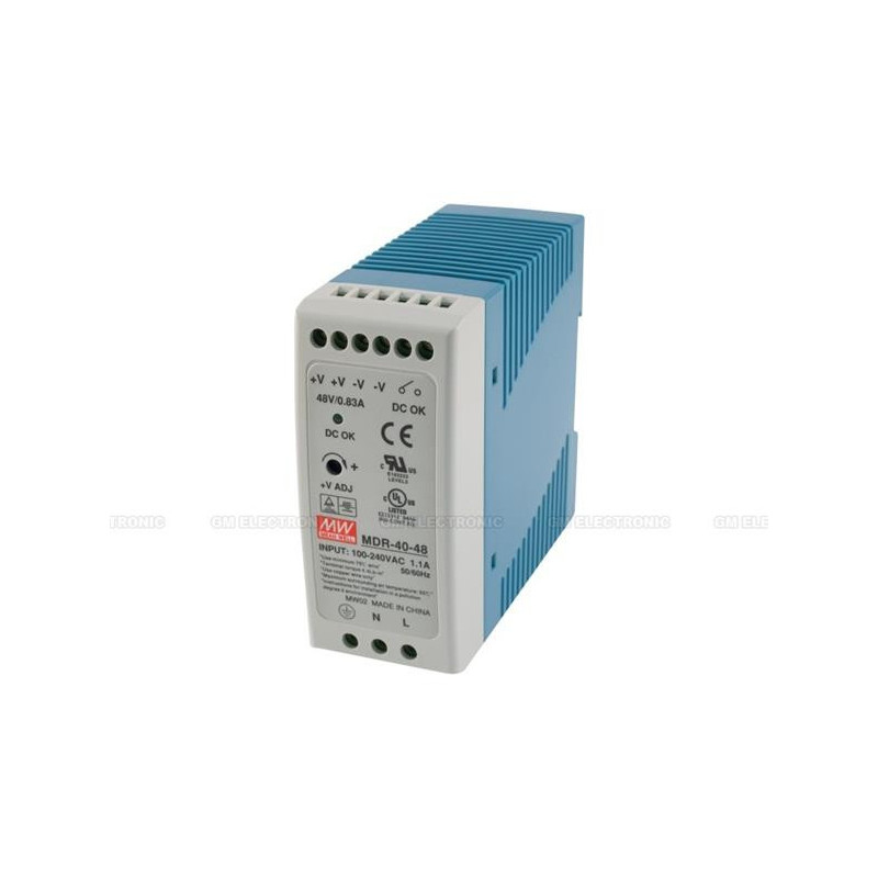 MEANWELL - MDR-40-48 - Priemyselný napájací zdroj 48V 40W na DIN lištu