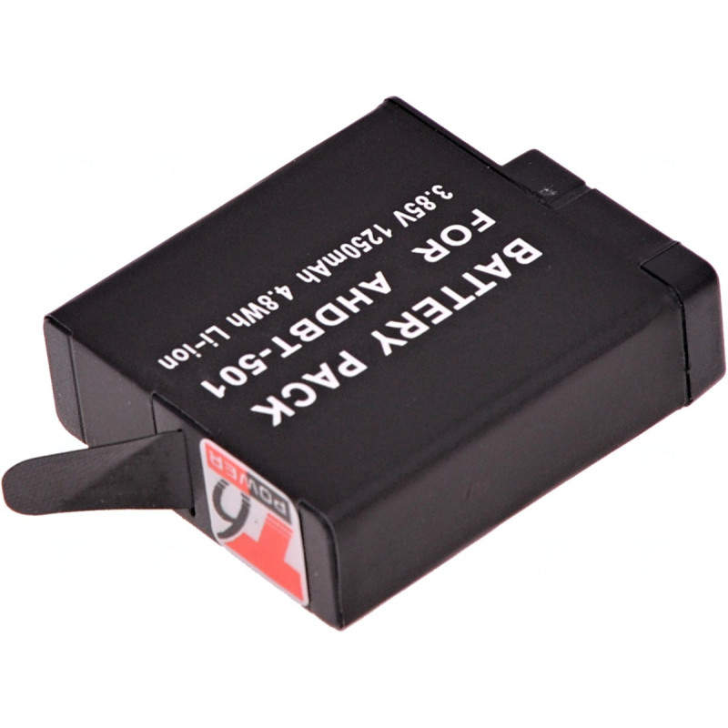 Batéria T6 Power GoPro Hero5, Hero6 Black, AHDBT-501, AABAT-001, 601-10197-000, 1250mAh, 4,8Wh