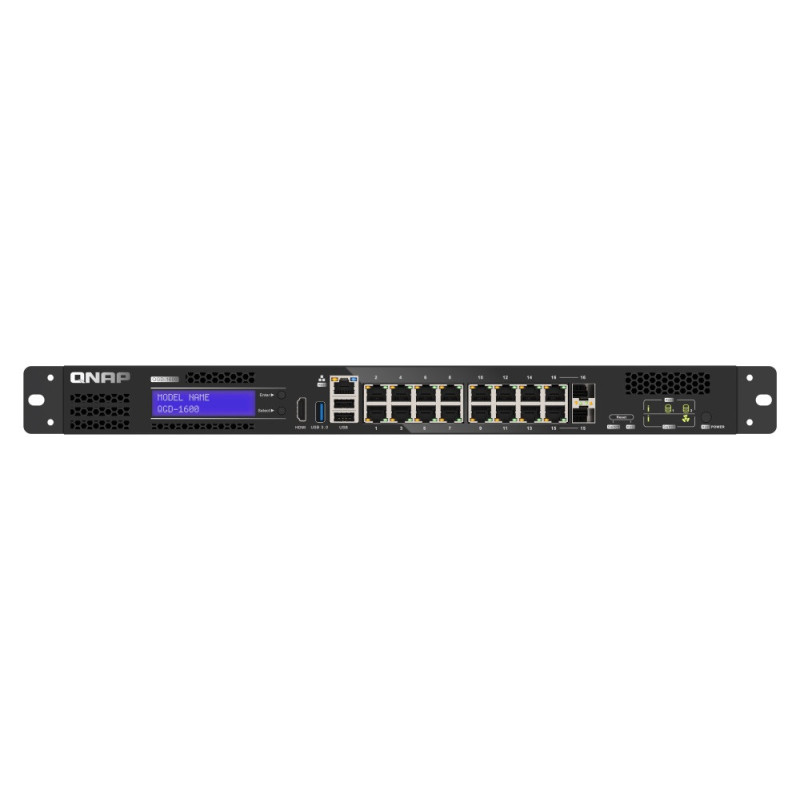 QNAP riadený switch QGD-1600-4G (16x GbE, 4core CPU, 4GB RAM, 2x 2,5" SATA, 2x PCIe, 1x HDMI, 3x USB)